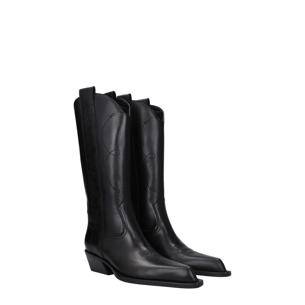 Off-White | Black Leather High Heel Boots