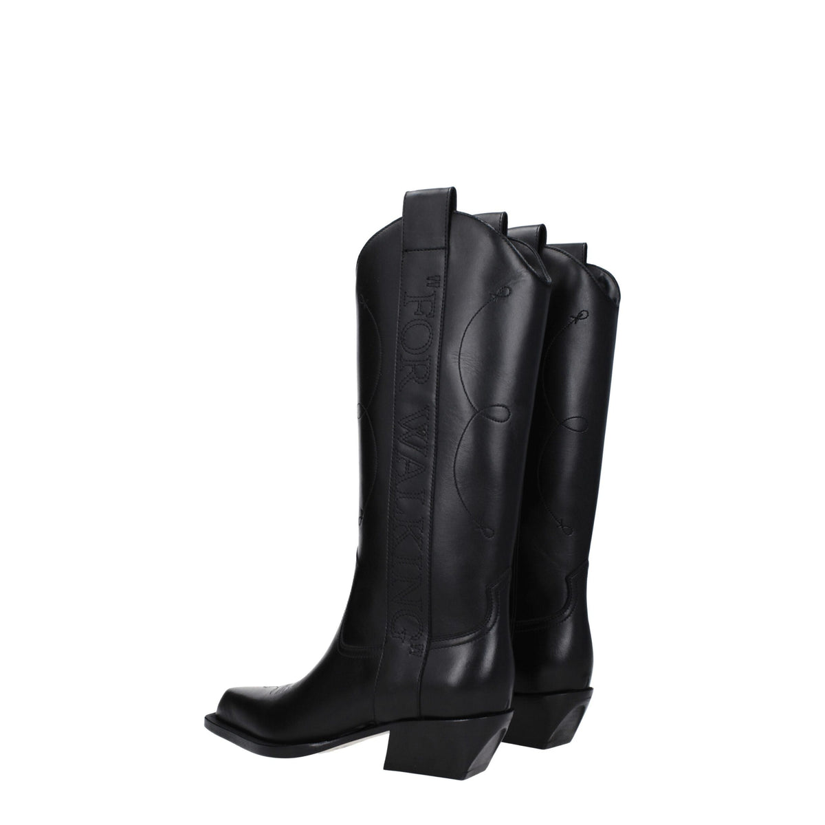 Off-White | Black Leather High Heel Boots
