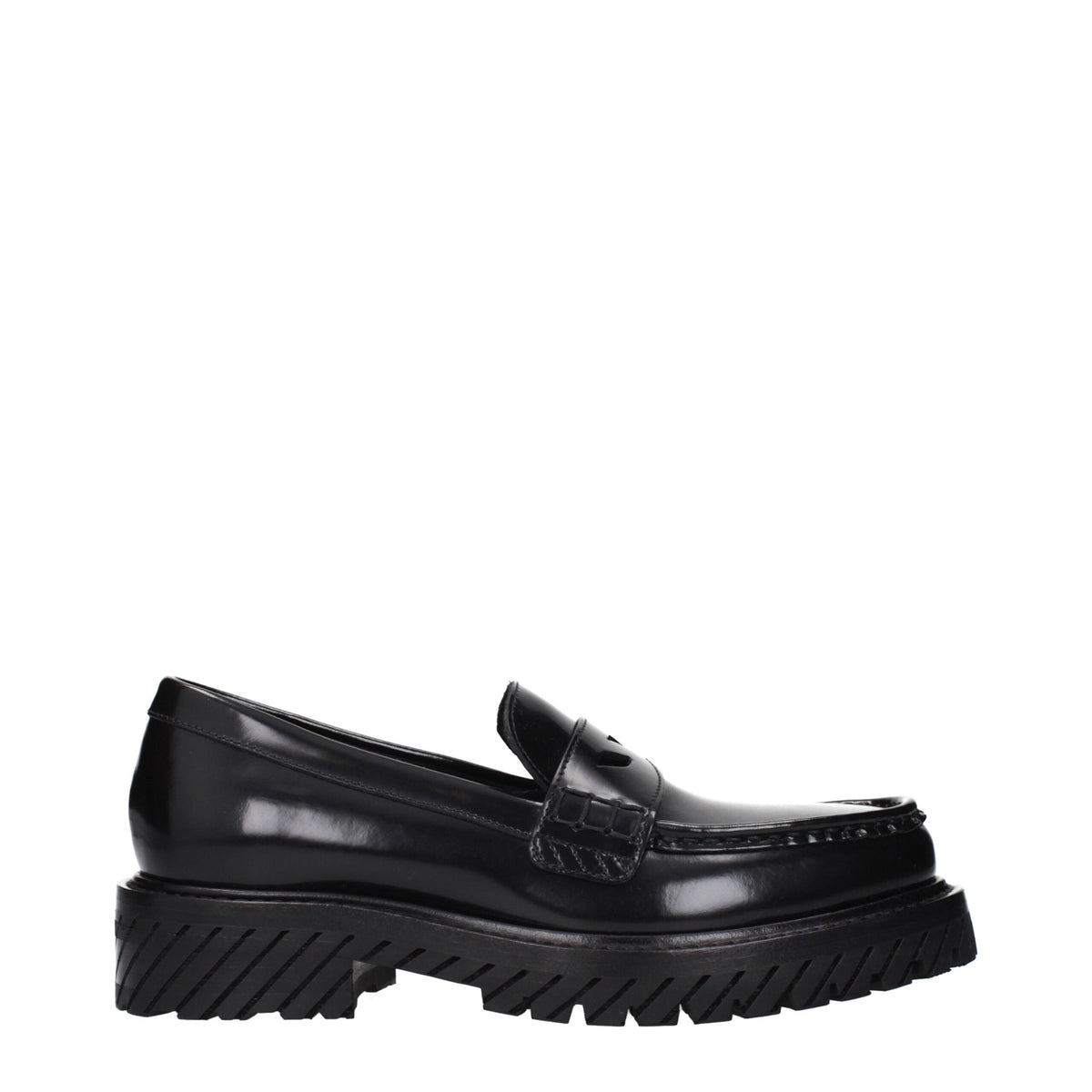 Off-White | Black Leather Slip-On Loafers