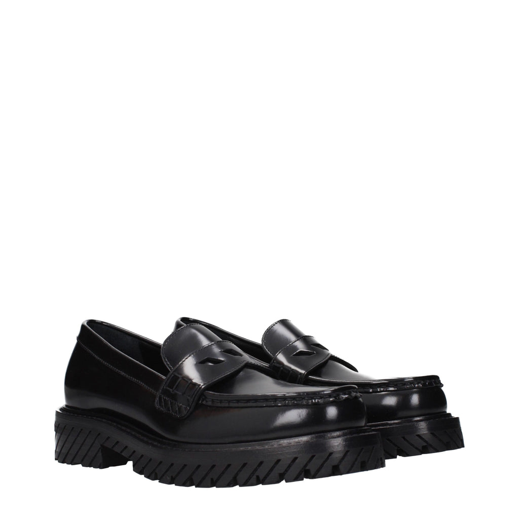 Off-White | Black Leather Slip-On Loafers
