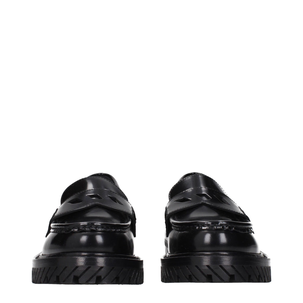 Off-White | Black Leather Slip-On Loafers