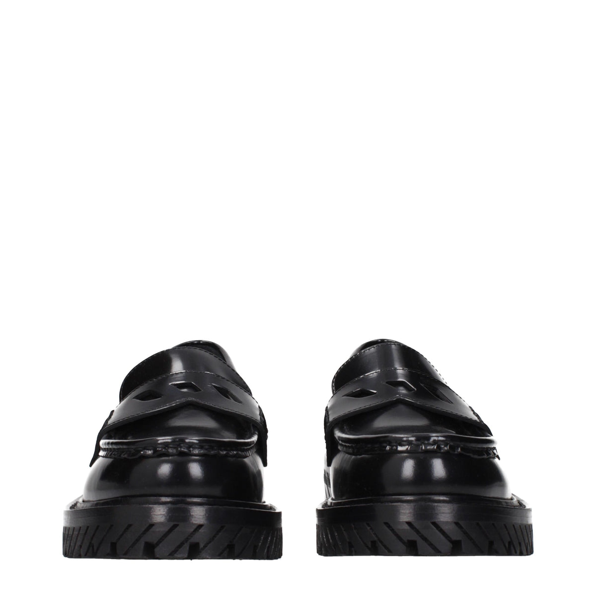 Off-White | Black Leather Slip-On Loafers