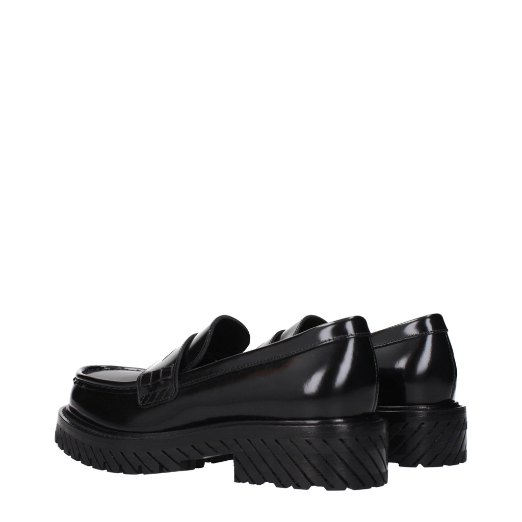 Off-White | Black Leather Slip-On Loafers