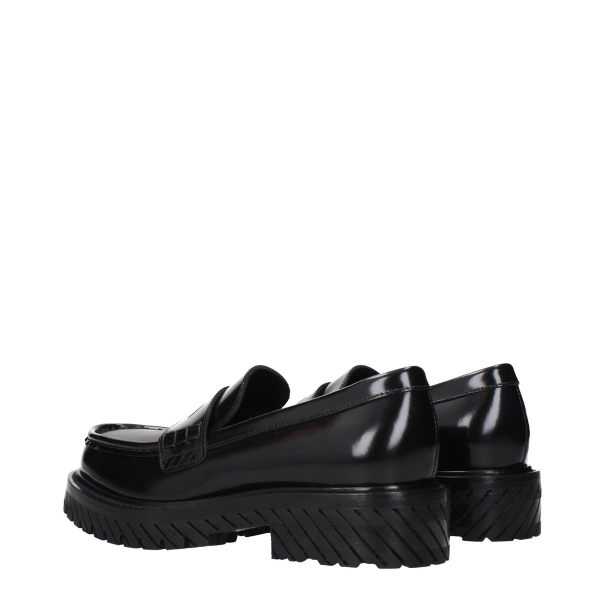Off-White | Black Leather Slip-On Loafers