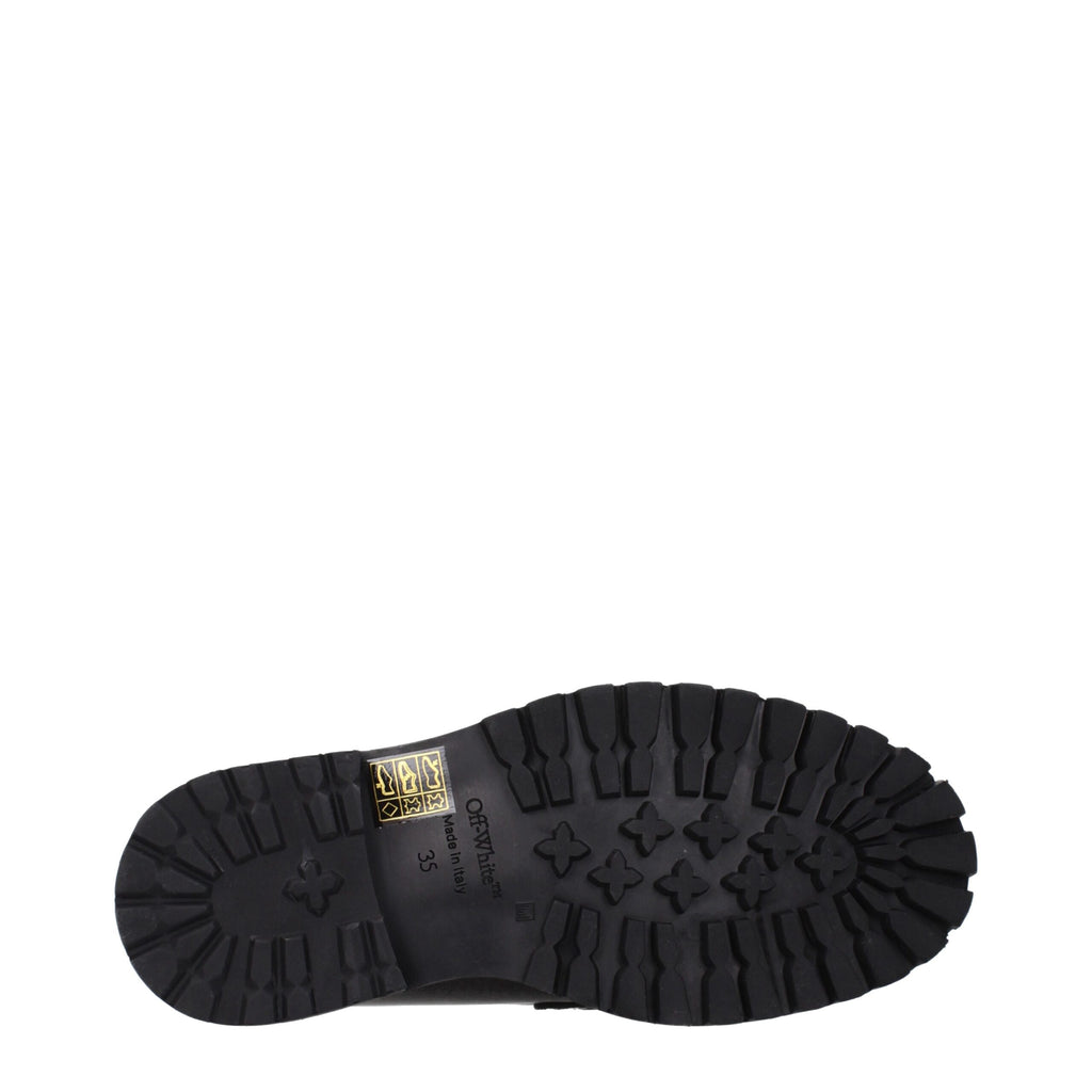 Off-White | Black Leather Slip-On Loafers
