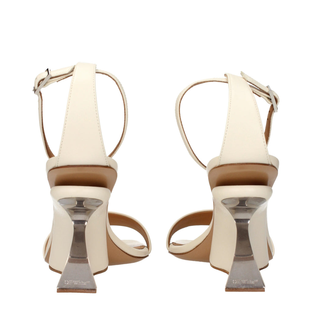 Off-White | Beige Leather Platform Sandals