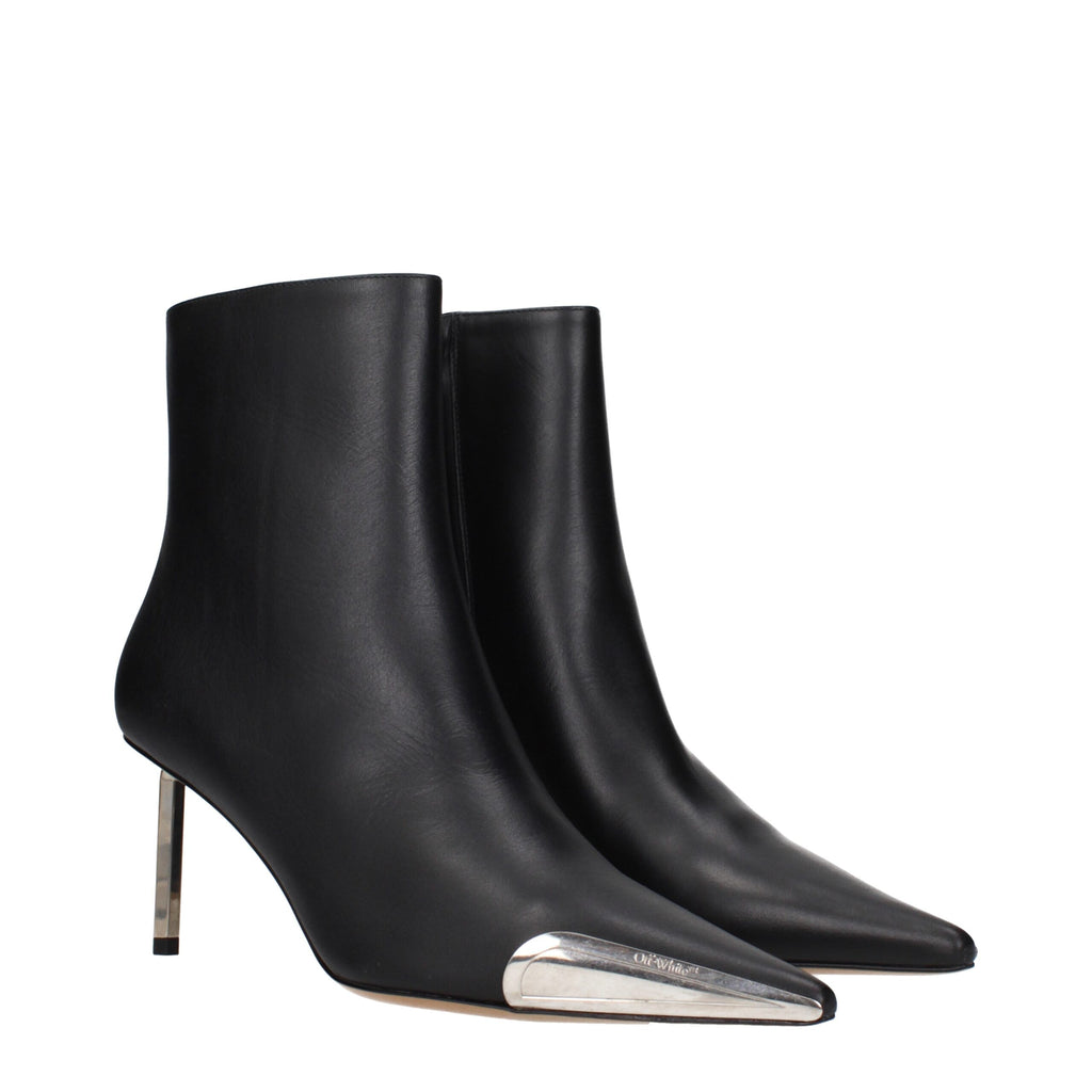 Off-White | Black Leather Ankle Boots