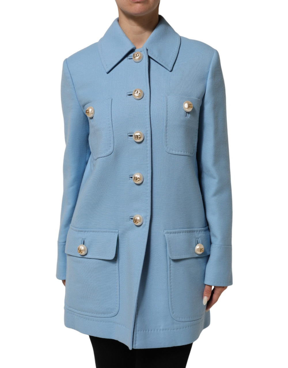Dolce & Gabbana | Blue Buttoned Down Trench Coat Jacket