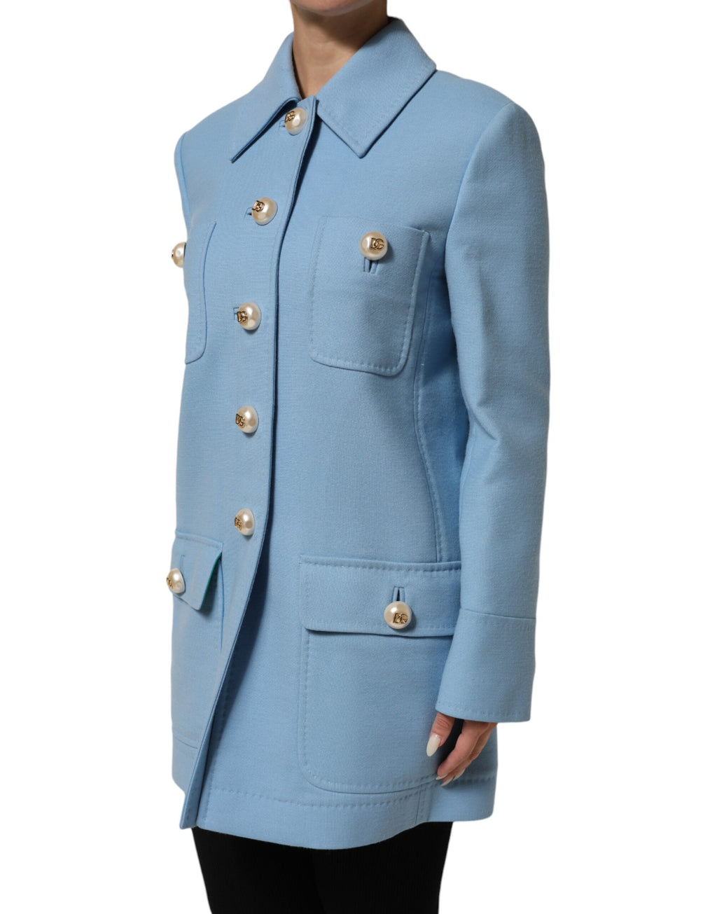 Dolce & Gabbana | Blue Buttoned Down Trench Coat Jacket