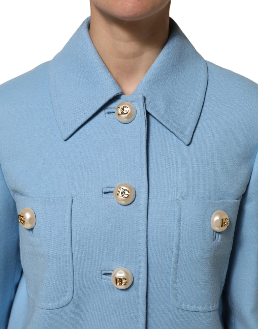 Dolce & Gabbana | Blue Buttoned Down Trench Coat Jacket
