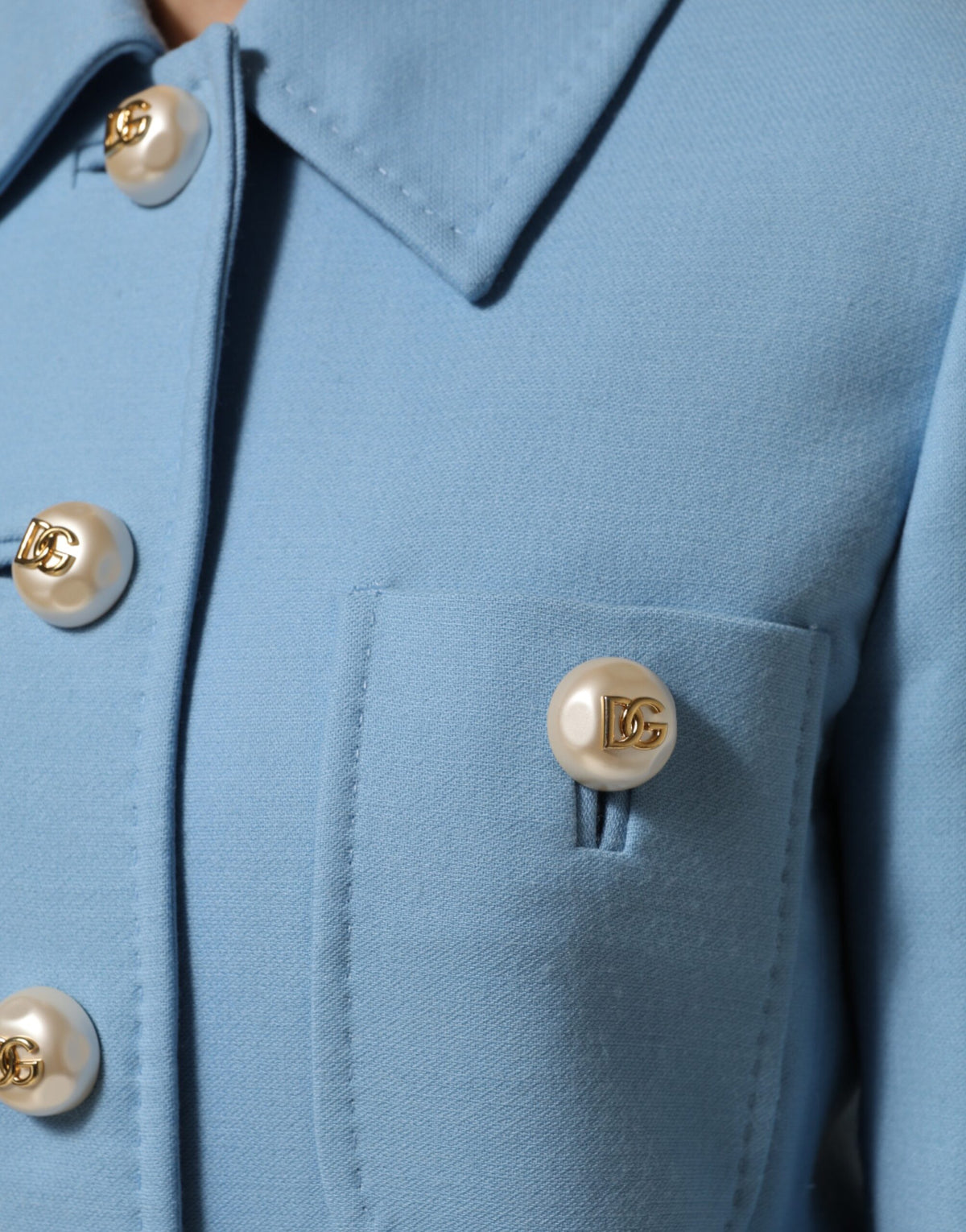 Dolce & Gabbana | Blue Buttoned Down Trench Coat Jacket