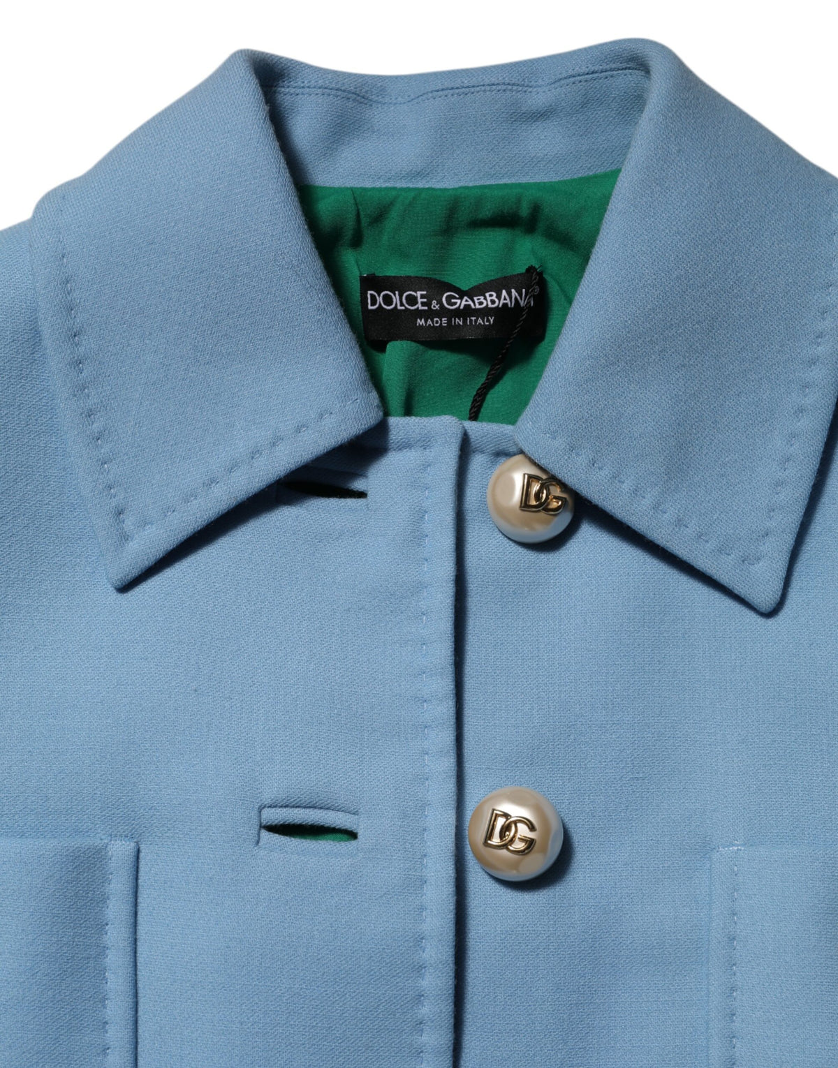 Dolce & Gabbana | Blue Buttoned Down Trench Coat Jacket