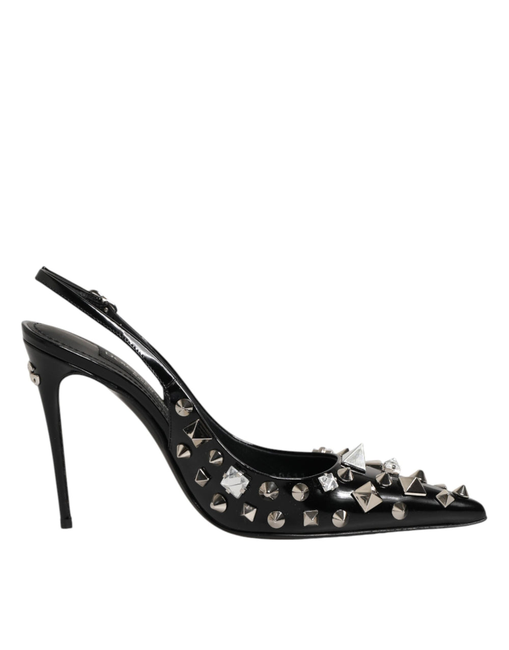 Dolce & Gabbana | Black Studded Leather Heels Slingbacks Shoes