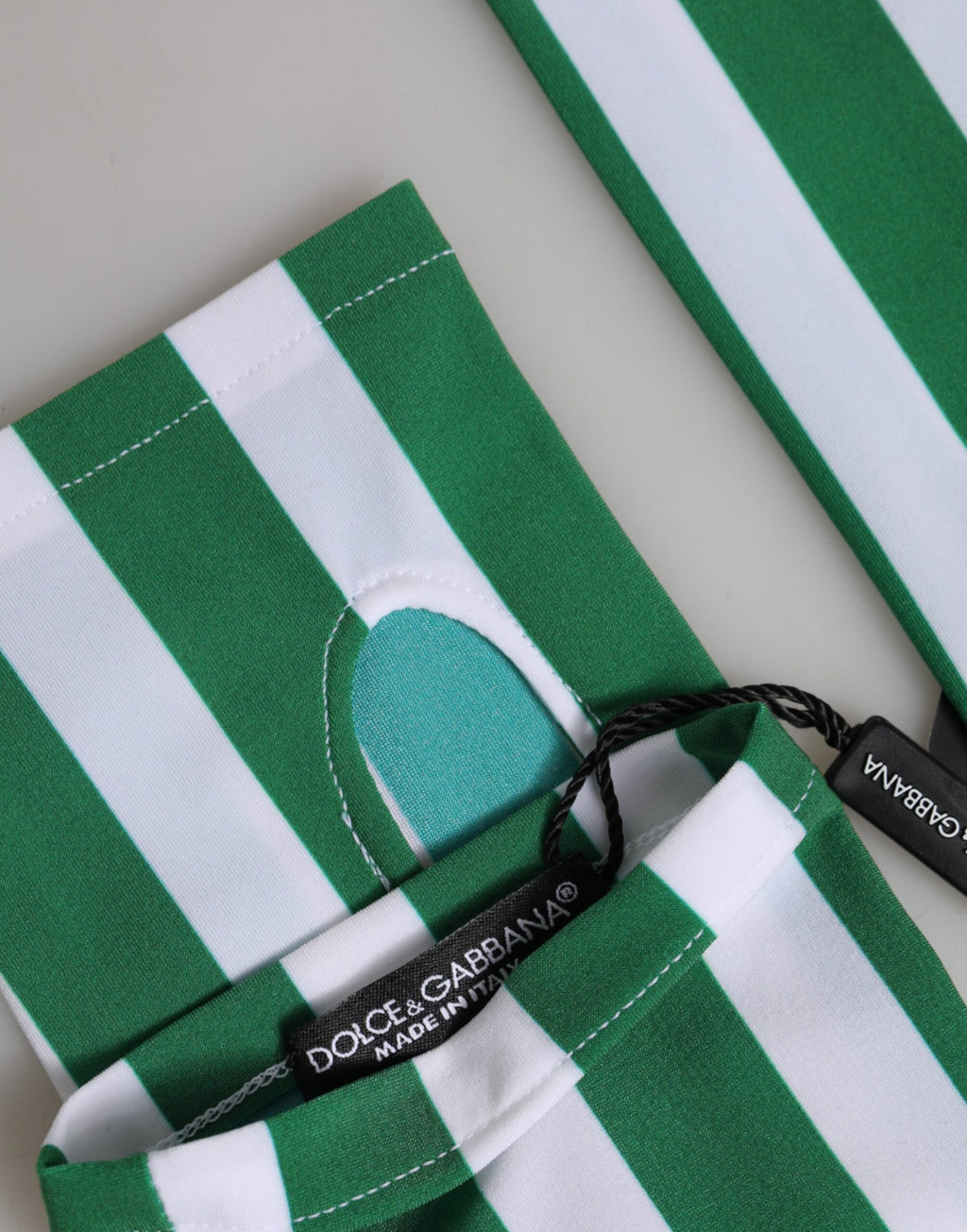 Dolce & Gabbana | Green White Nylon Fingerless Wrist Length Gloves