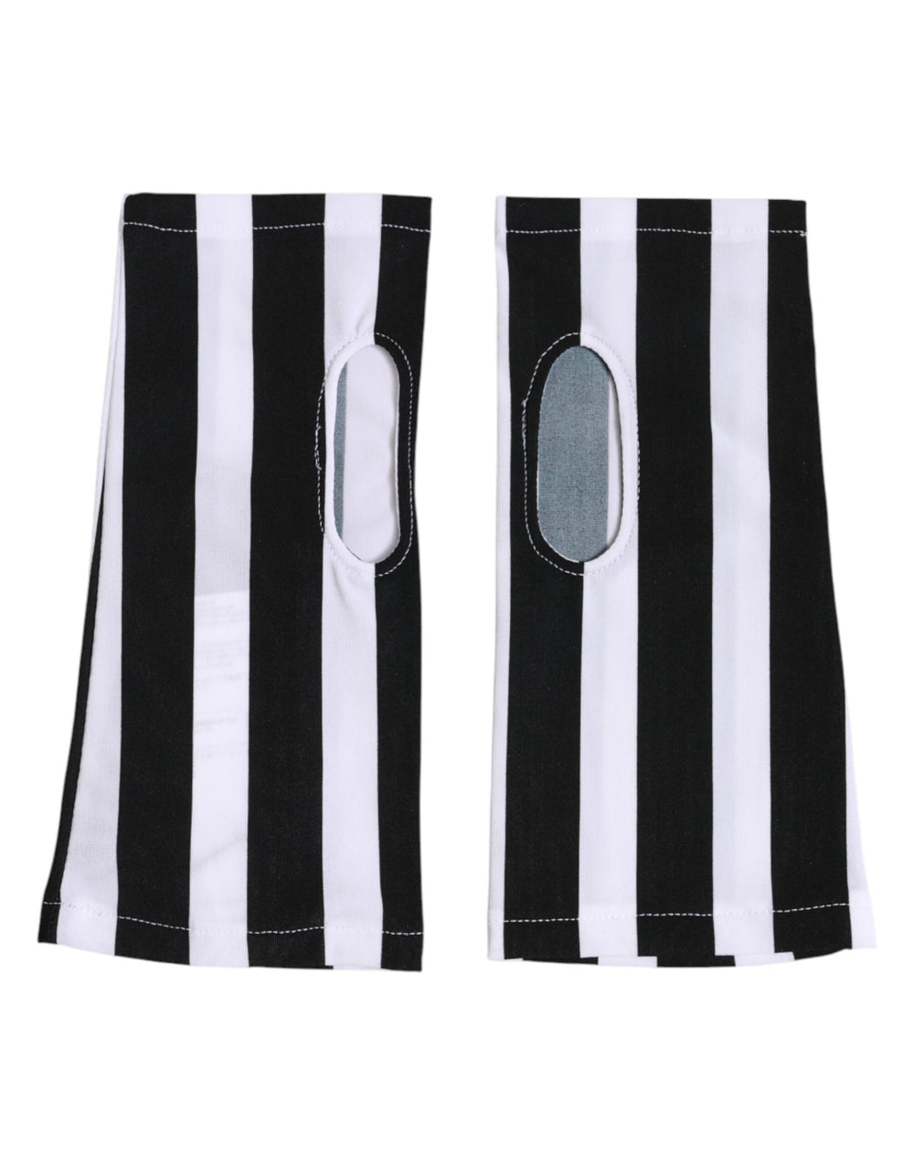 Dolce & Gabbana | Black White Nylon Fingerless Wrist Length Gloves