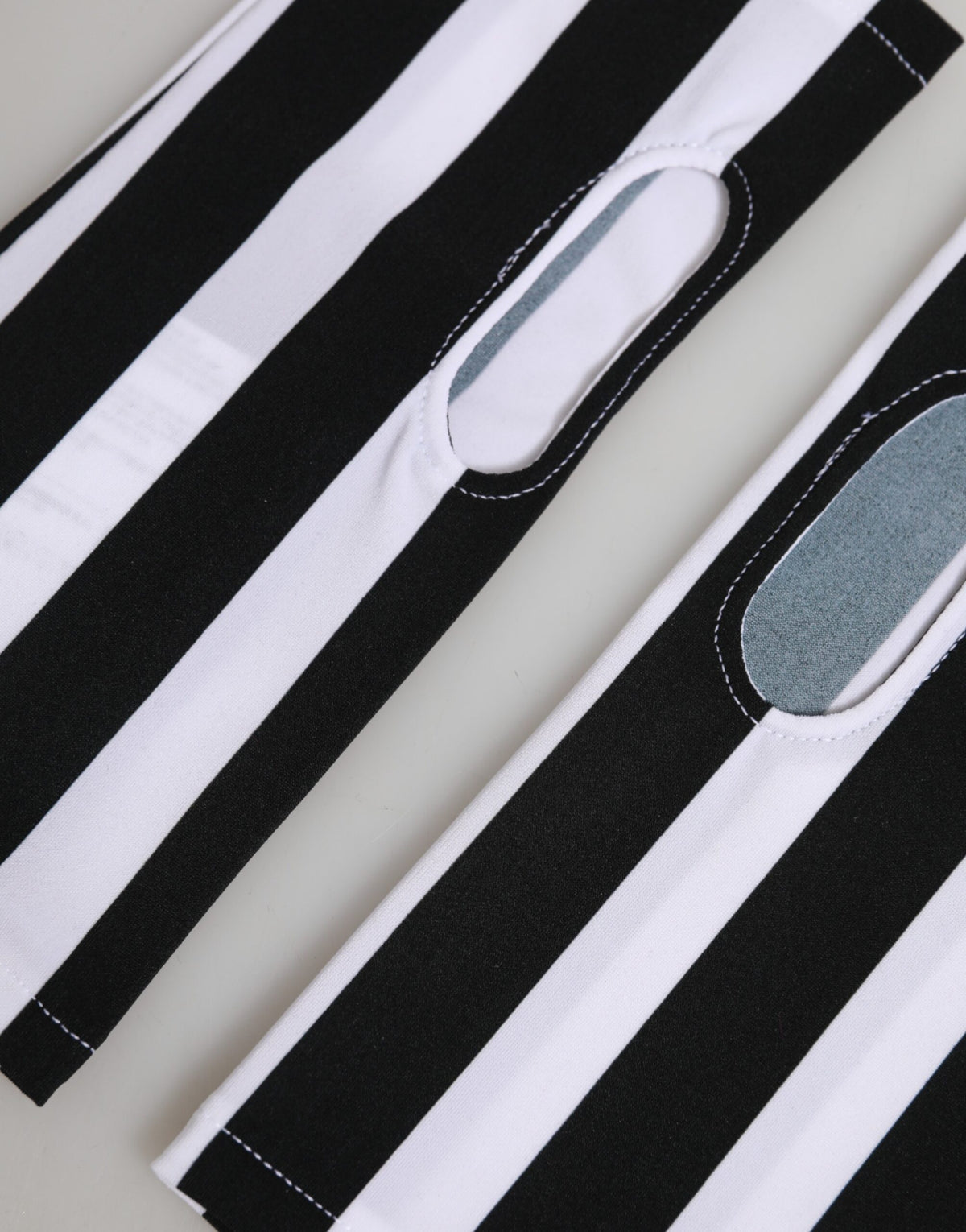Dolce & Gabbana | Black White Nylon Fingerless Wrist Length Gloves