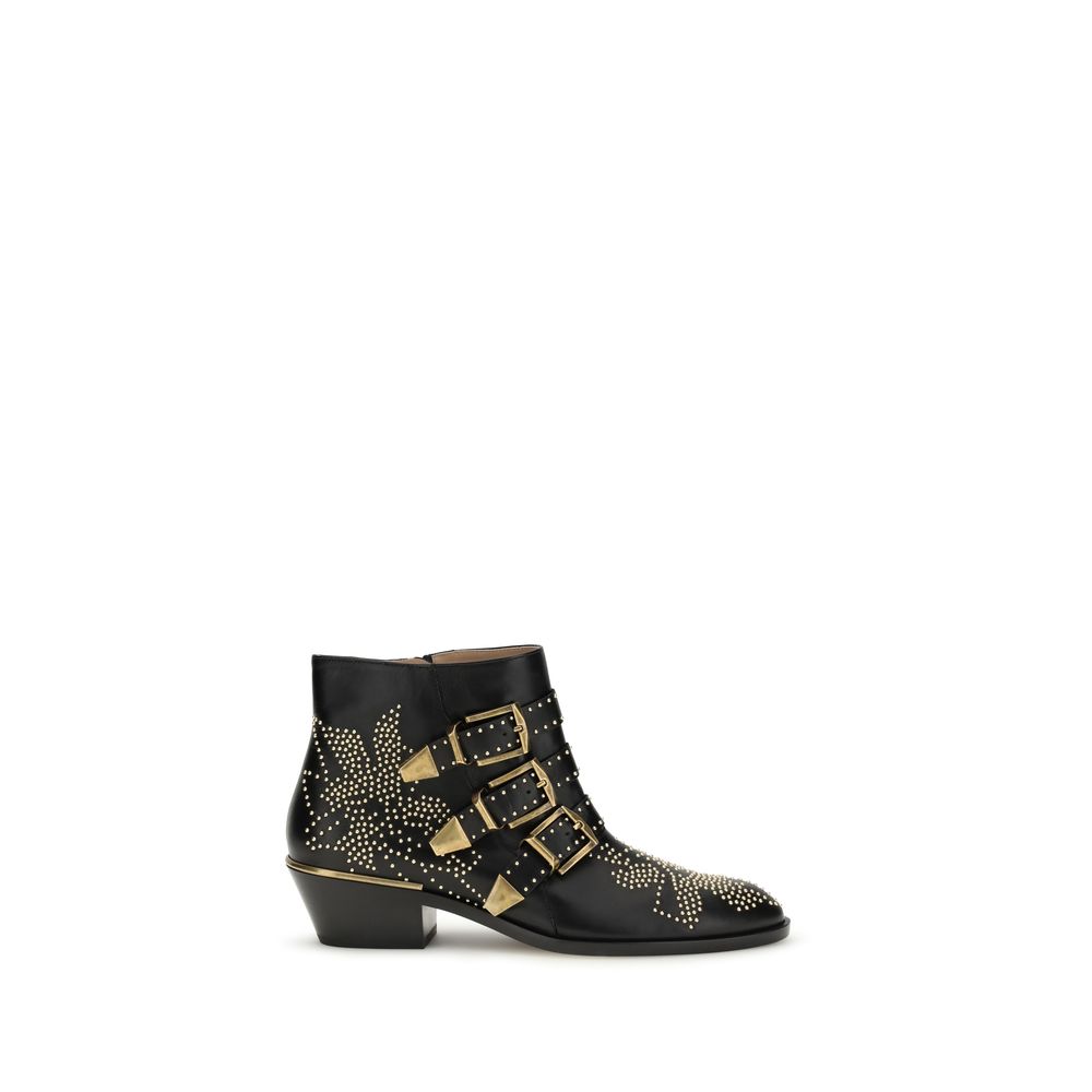 Chloé | Black Calf Leather Bos Taurus Ankle Boots