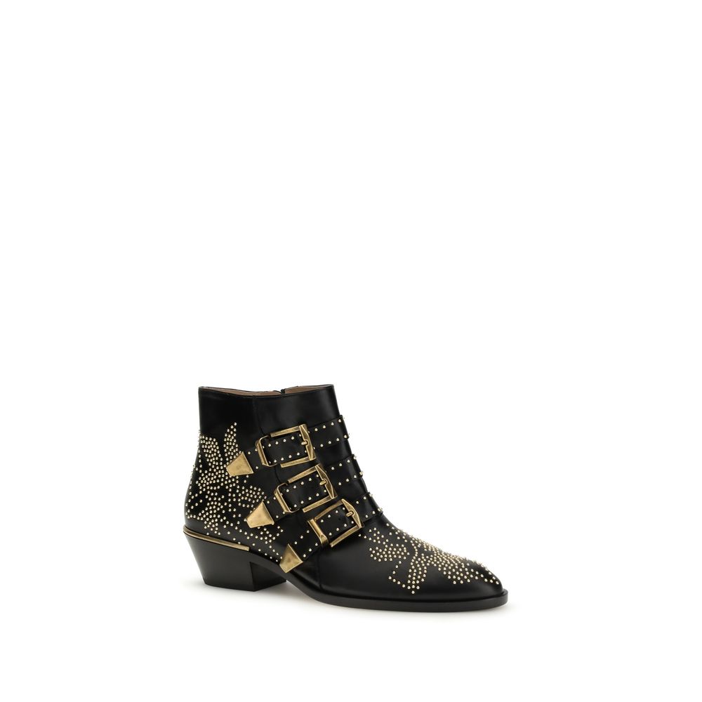 Chloé | Black Calf Leather Bos Taurus Ankle Boots