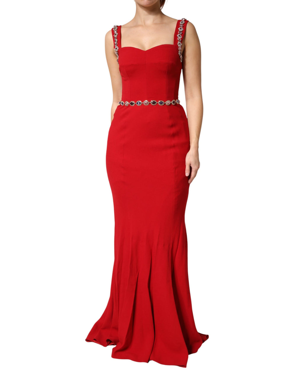 Dolce & Gabbana | Red Embellished Sheath Mermaid Gown Dress