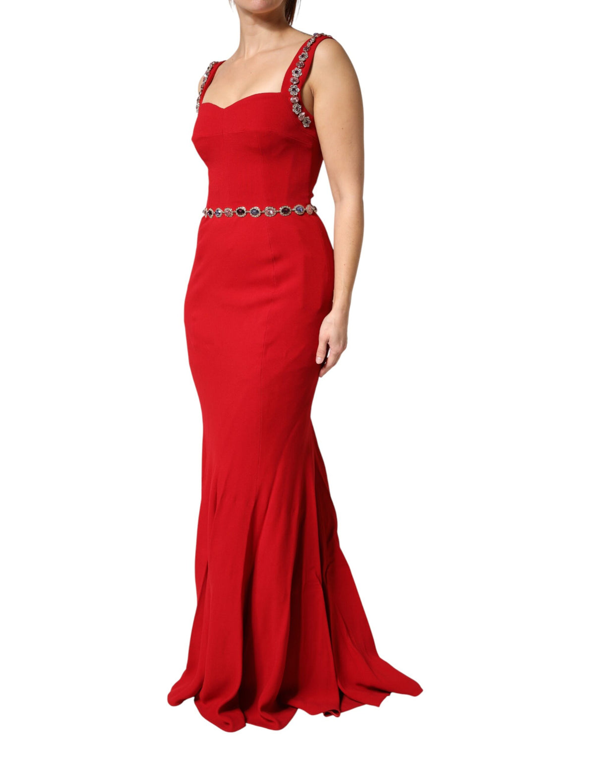 Dolce & Gabbana | Red Embellished Sheath Mermaid Gown Dress