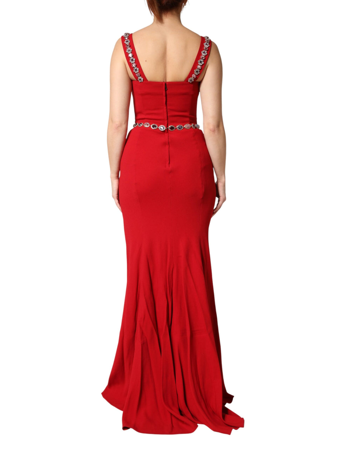 Dolce & Gabbana | Red Embellished Sheath Mermaid Gown Dress