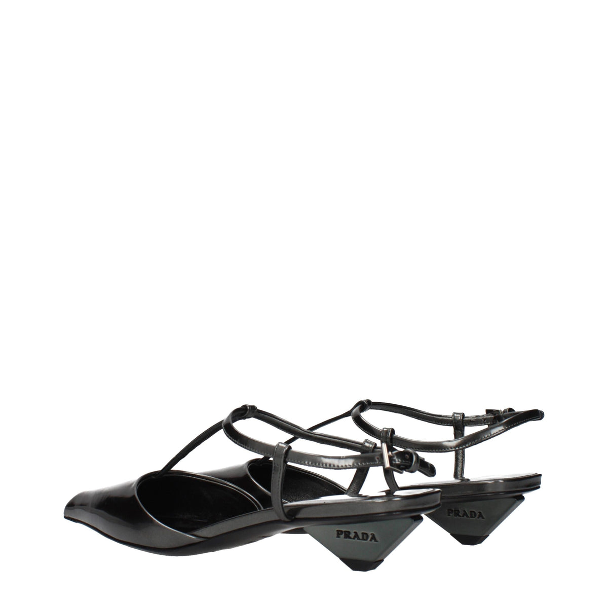 Prada | Gray Leather Flat Sandals